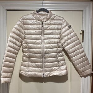 NWOT Moncler Women’s Beige Puffer Jacket, Size 3 (fits M-L) pit to pit 18 in